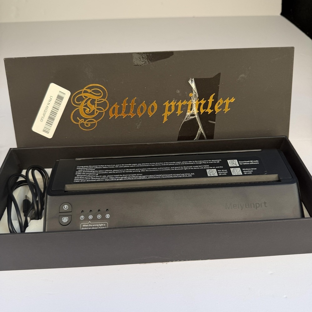 Meiyunprt Tattoo Printer Thermal Copier MHT-P8008 Bluetooth USB Black Portable - Picture 1 of 6